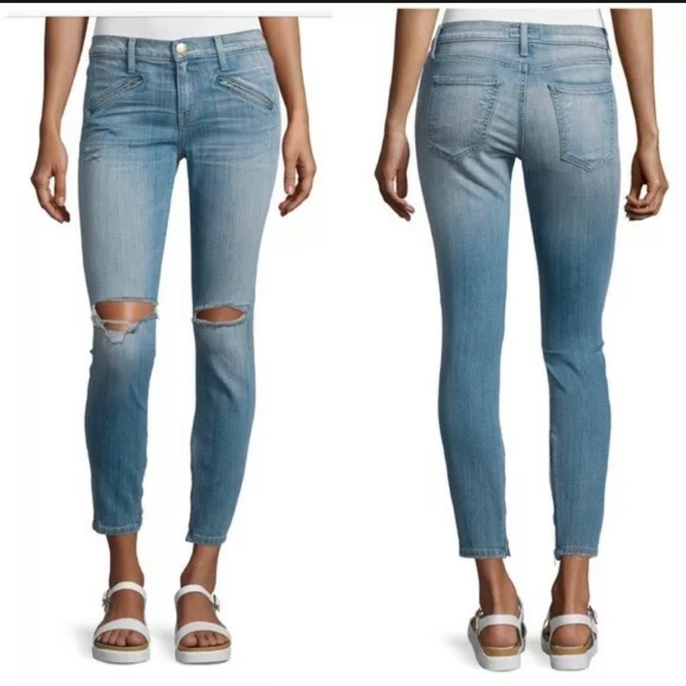 NWT Current/Elliott Silverlake Zip Jeans 24 tinker destroy